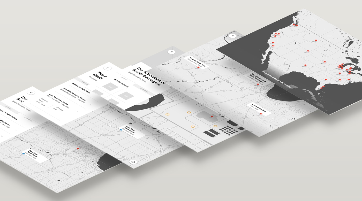 Wireframes of iPad mapping tool